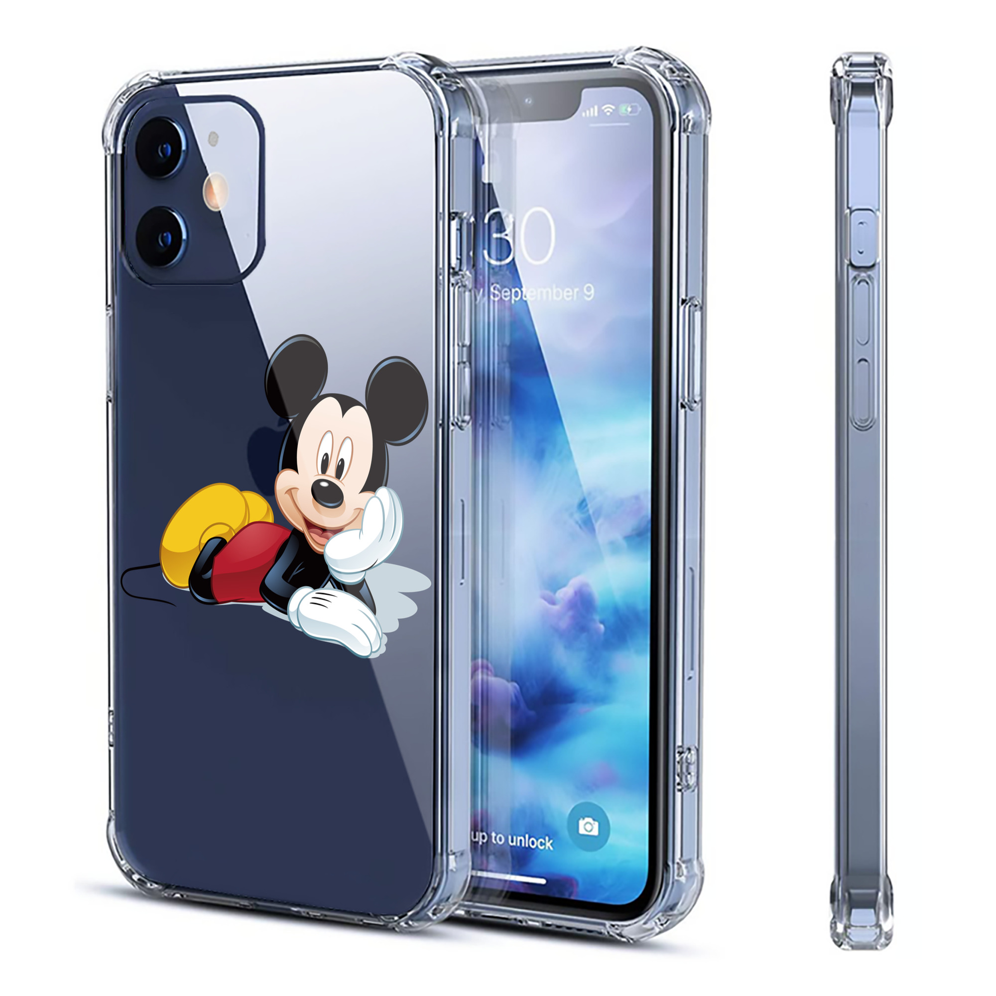 （画像用） ミッキーマウス Mickey Mouse 【iPhone 12シリーズ対応】透明スマホケース（クリアソフトケース）